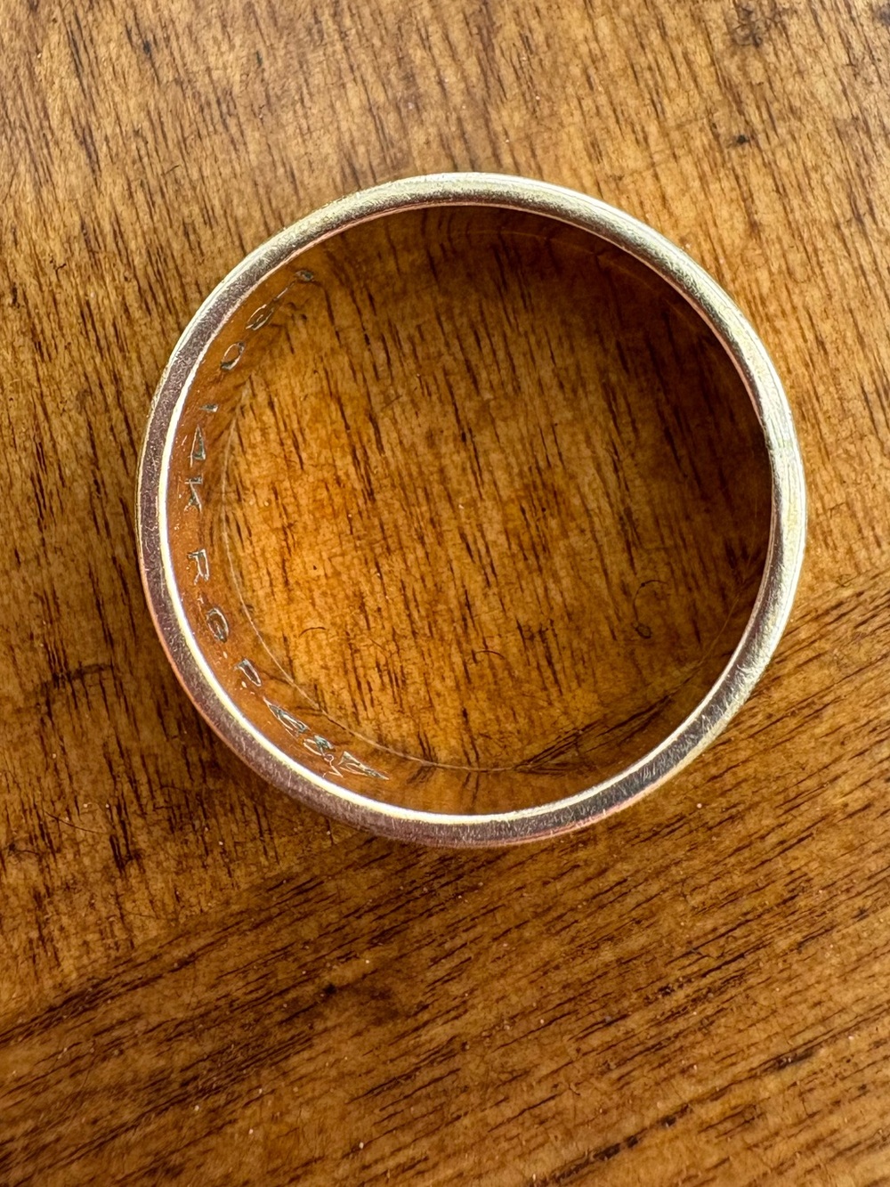 Vintage 14K yellow gold tone R.G.P. Heart Wedding eternity Band Ring 6 3/4 6.75 - Picture 12 of 16